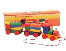 37 cm Wooden Train with stacking blocks