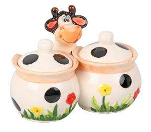 CERAMIC TWIN STORAGE CONTAINER in A CUTE DESIGN
