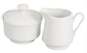 CERAMIC WHITEWARE - SUGAR BOWL AND MILK JUG SET