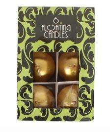 METALLIC GOLD FLOATING CANDLES - 6 PC