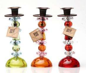 CANDLE HOLDER GLASS & METAL STAND