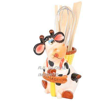 Tea Time Duo - Betsy Cow Milk Jug and Teaspoon Holder