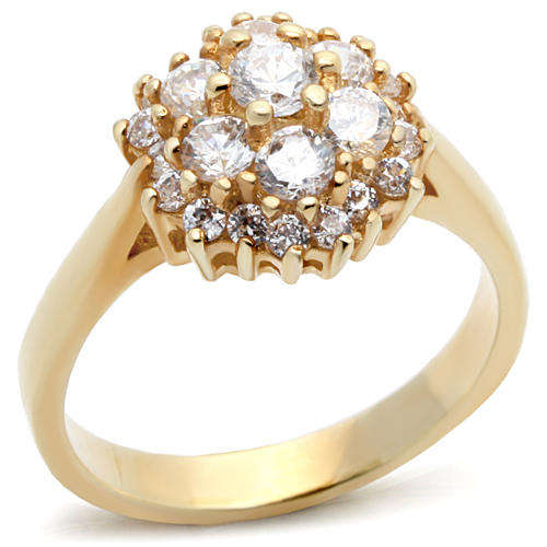 3.75ct CLUSTER GOLD TONE RING - SIZE 10