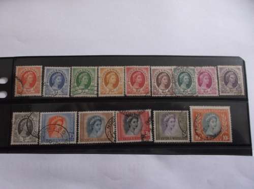 Rhodesia and Nyasaland Federation 1954 definitve. Full  good used set minus 1 pound