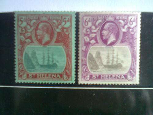 St Helena. 1922-37 KGV Ships. 5d and 6d beautiful mint stamps.