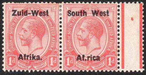 ****SWA 1923 KGV 1d Type 1 with Af.rica variety. MM. SACC 2e. CV R2500