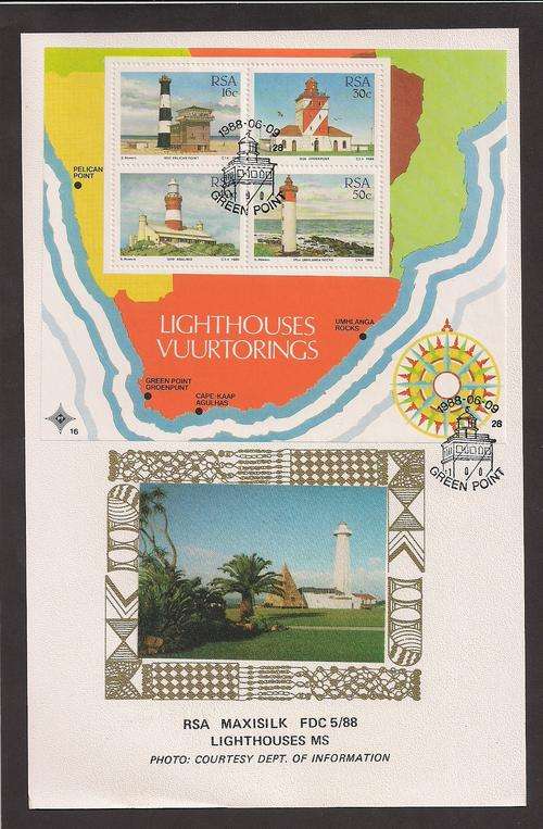 1988 Maxisilk FDC 5/88 Lighthouses