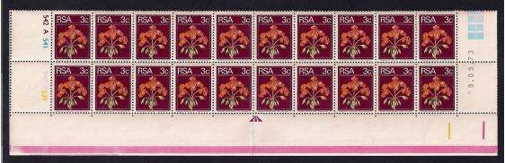 RSA 1974 Second Defintivie 3c Block of 20 - MNH - SG350a