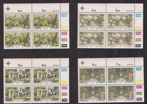 RSA 1987 "300th Anniversary of Paarl" Set of 4 Control Blocks MNH