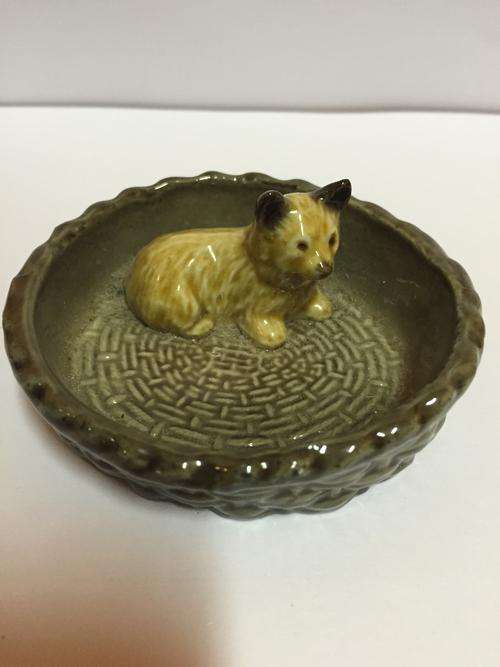 Wade English Porcelain Dog in Basket