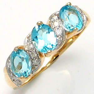 **R3,300.00** 1.5CT BLUE TOPAZ & DIAMOND 9CT SOLID YELLOW GOLD RING