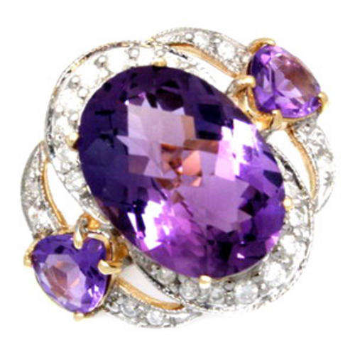 **R17,800.00** HUGE 6CT AMETHYST & DIAMOND 9CT SOLID GOLD RING