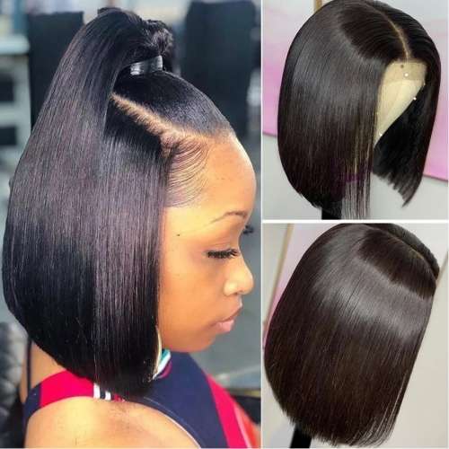 grade 12A Brazilian ear to ear wig 8 inch on special bob wig