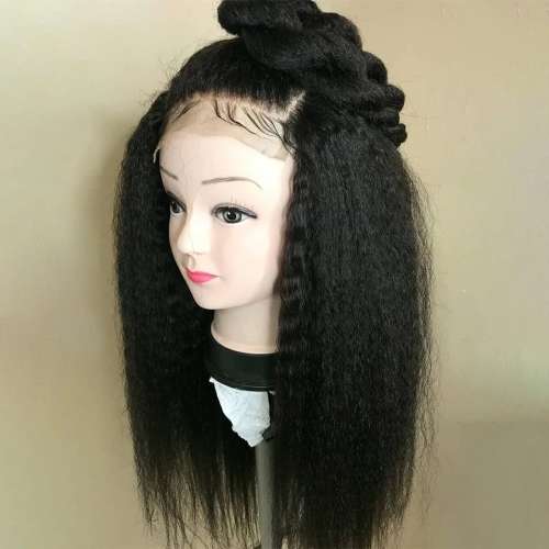 16 inch KINKY STRAIGHT BRAZILIAN HUMAN HAIR WIG