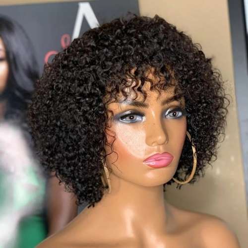 8 inch curly Brazilian fringe bob wig SPECIAL