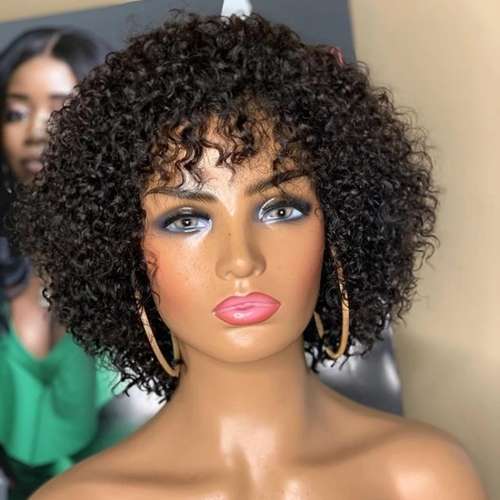 8 inch curly Brazilian fringe bob wig SPECIAL