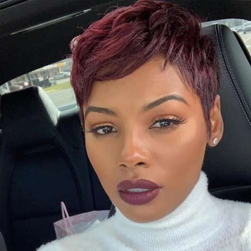 Pixie cut 100% human hair, purple
