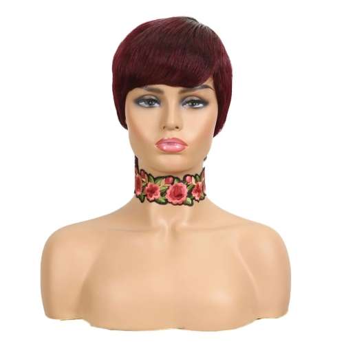Pixie cut 100% human hair, purple