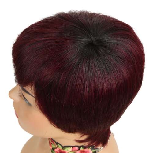 Pixie cut 100% human hair, purple
