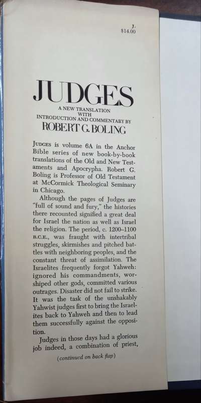 Judges: Introduction, Translation and Commentary by Robert G. Boling
