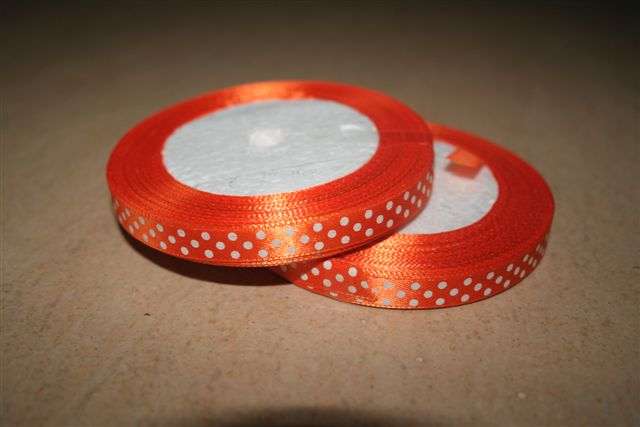 Orange ribbon, +-25m per roll, 10mm wide