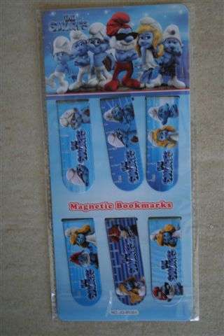 Smurf Magnetic bookmarks,  6 per pack