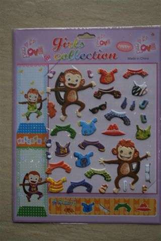 Monkey puffy dress up stickers
