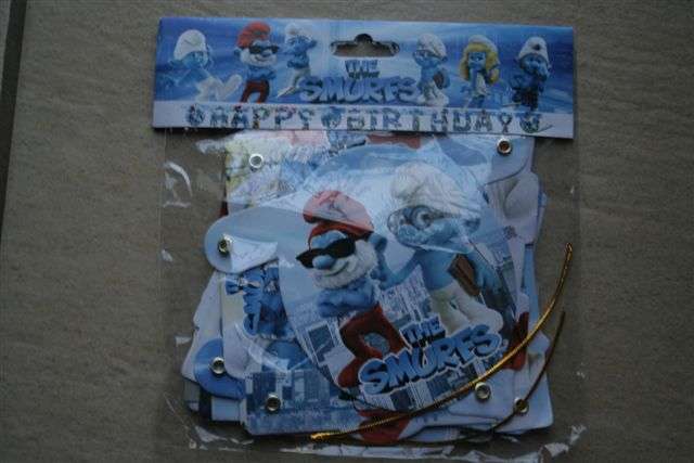 Smurf birthday party banner