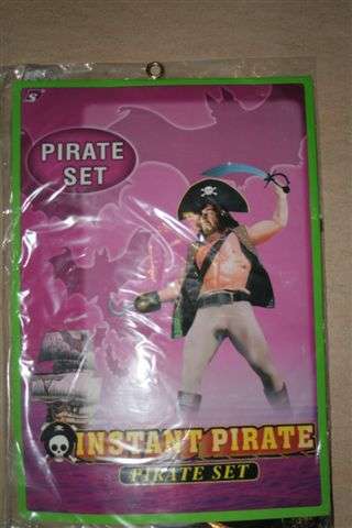 Pirate dress up set, (Hat, waistcoat, sword and hook)