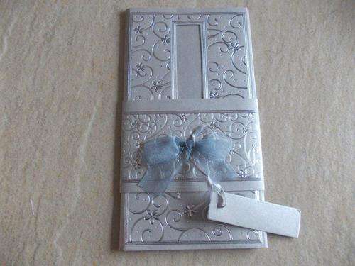 Stunning silver embossed wedding invitation, Do your own printing on the insert, 10 per pack
