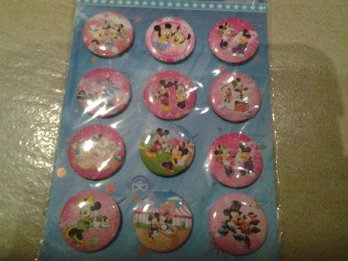 Mickey and minnie mouse badge, perfect for kiddies party , 12per packet