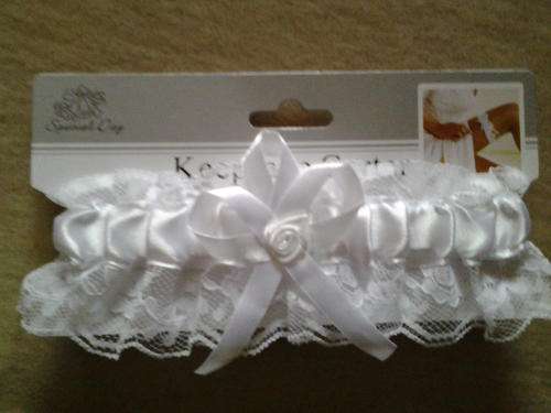Wedding lacy belt garter with satin ribbon