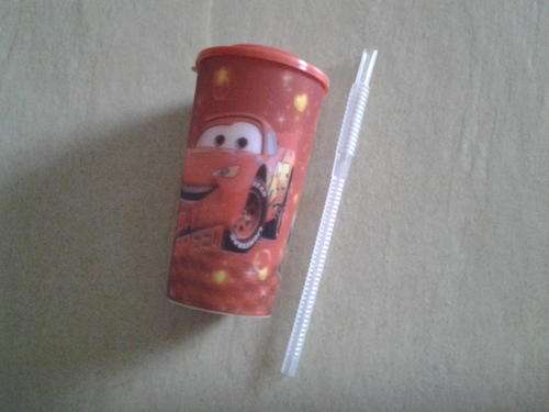Cars Drinking glass cup with straw