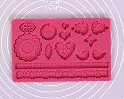 Silicone fondant / sugarpaste mould flower, heart and birds