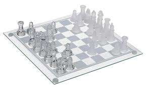 Glass chess set, 26x26cm