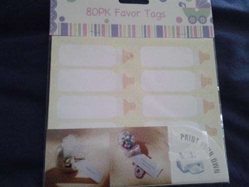 Baby shower thank you favor tags, baby bottle