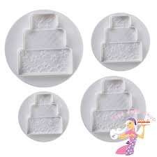 Veined wedding cake Fondant plunger Cutter set of 4