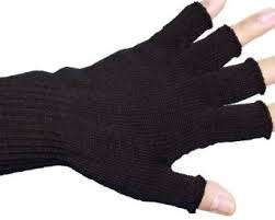 Black knitted gloves off fingers