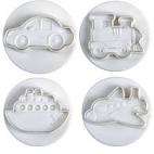 cupcake fondant plunger Cookie cutter. boat, train, plane. car