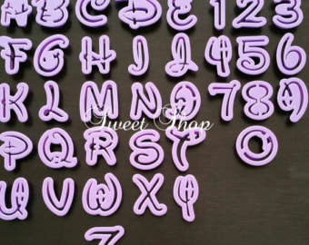 Disney font numeric And Alphabet  Fondant  Cutter plastic
