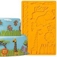 Silicone fondant / sugarpaste mould, Jungle wild animals,  mould size 18x12cm