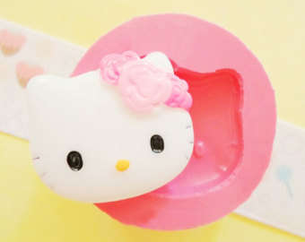 Hello Kitty face silicone mould, for choclate or fondant, size of mould 3cm