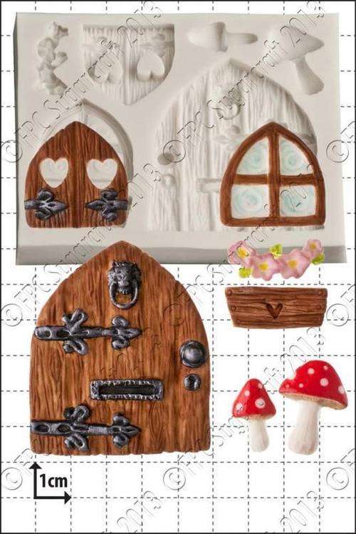 Silicone fondant Castle/Mushroom house Doors mould. moud size 10x9cm