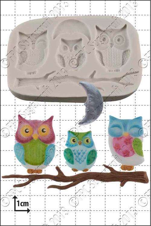 Silicone fondant Owls mould. moud size 7x10cm