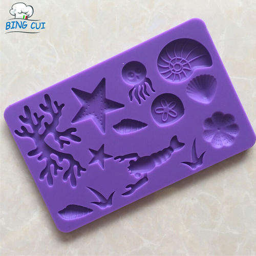 Silicone fondant / sugarpaste mould under the sea/ shells, size of mould 19.5x12.5cm