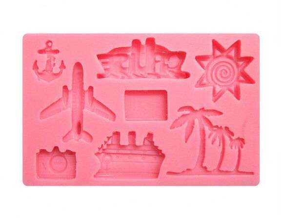 Holiday Travel silicone mould, for choclate or fondant, size of mould 10x6.5cm