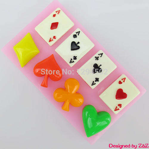 Poker cards silicone mould, for choclate or fondant, size of mould 12x7cm casino