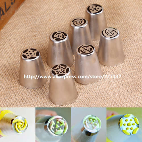 7 piece large Russian cake decorating metal nozzle set
