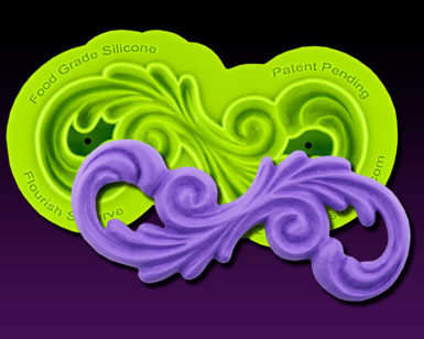 Silicone fondant  mould curls border,  size of moulds 11x5.5cm