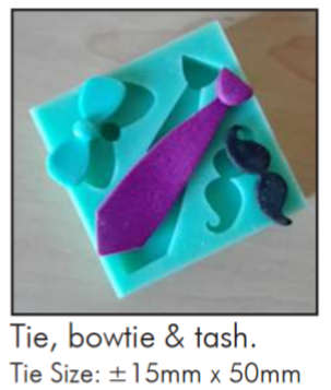 Tie, bowtie and moustache Silicone fondant / sugarpaste mould